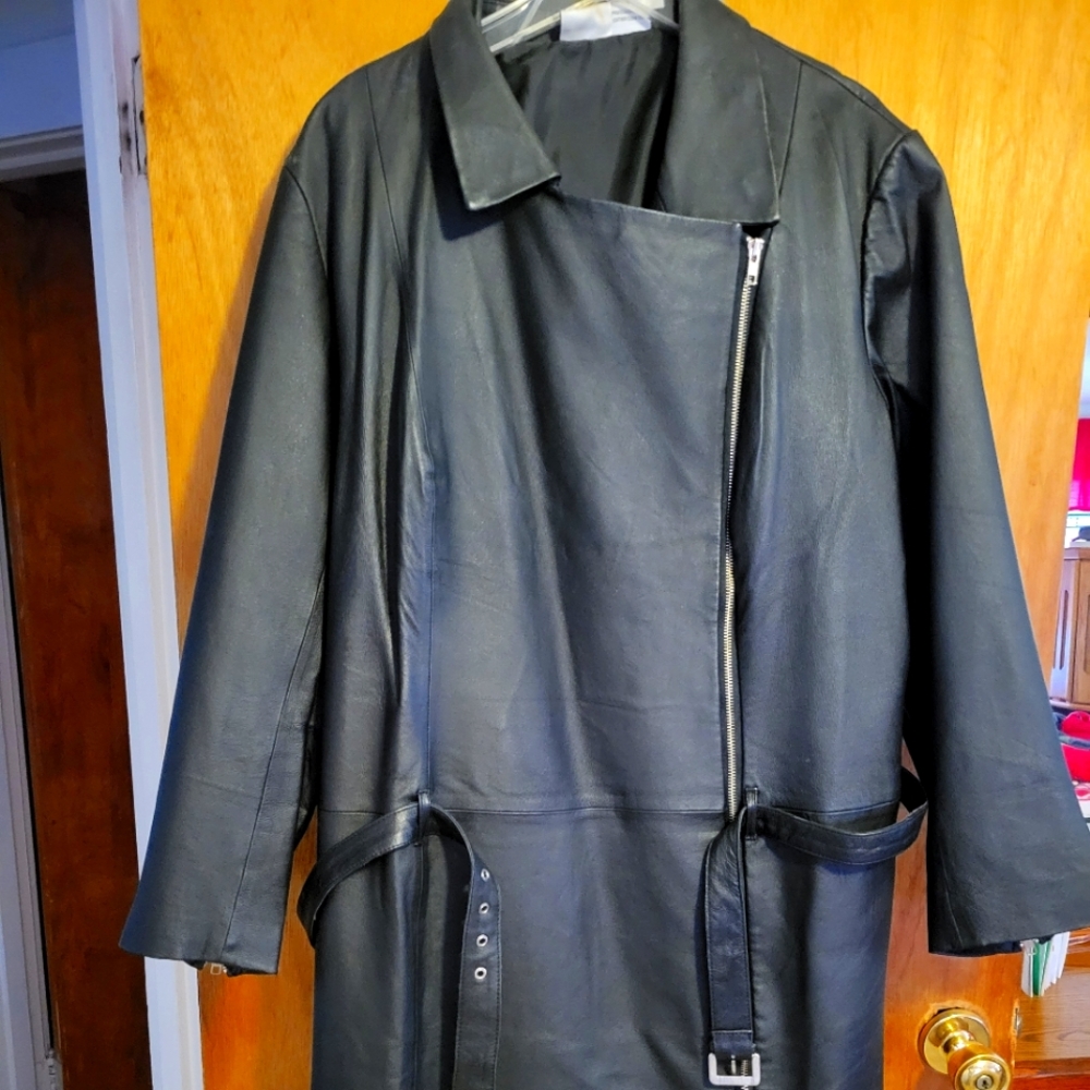 Women's long leather coat